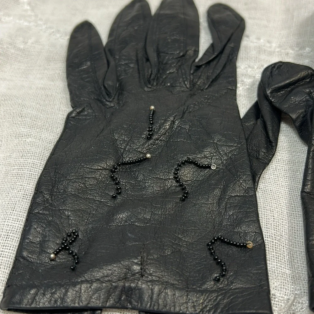 Vintage Regency for Alexander’s made in Italy leather gloves with beaded details